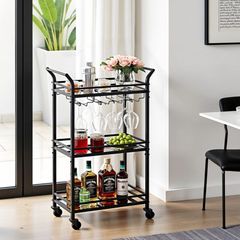 Serving trolley, trolley with 3 levels, with castors