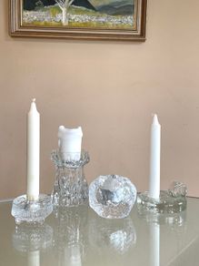 Vintage German Glashutte Bark Vase / Candleholder, Mid Century Glass