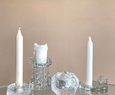 Vintage German Glashutte Bark Vase / Candleholder, Mid Century Glass