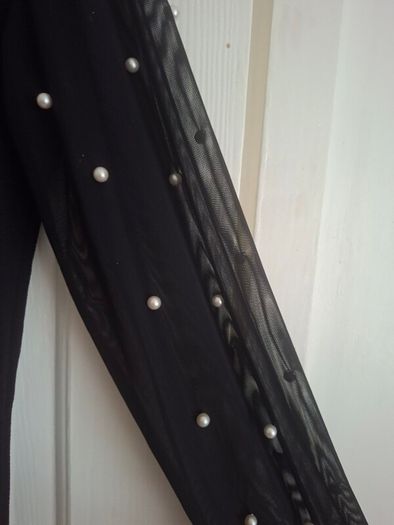 Ladies Black Top with Pearl Design