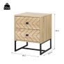 Bedside Table, Modern Nightstand with 2 Drawers, Zig Zag Design, Bedroom Night Table, Natural Image 2