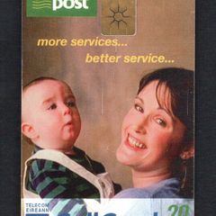 1997 Ireland 20 unit the many different services available at An Post's (the Irish postal service) post offices (Gemplus GEM1) Call Card Used. Telecom Eireann card number 1156.
