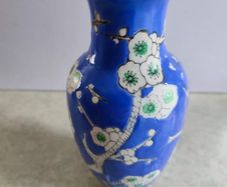 Studio Gleased Blue A N White Pottery Vase.