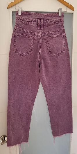 MANGO mauve high waisted frayed bottom jeans Sz 34 (Fit 8UK) - Bnwot Rrp 39.99