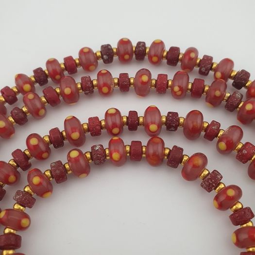 Vintage Venetian Style Tire Shape Eyes Glass Beads Necklace