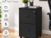 Lockable Mobile Filing Cabinet with 2 Drawers on Wheels  A4