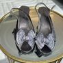 Ladies Silver-Grey Slingback Shoes with Bow Detail Image 2