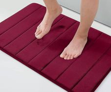 Memory Foam Bath Mat, 50 x 75 cm, Extra Soft Non-Slip Bathroom Mat, Super Absorbent Bath Mats for Bathroom Floor, Machine-Washable Dry Bath Rug Foot Mat, Wine Red
