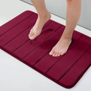 Memory Foam Bath Mat, 50 x 75 cm, Extra Soft Non-Slip Bathroom Mat, Super Absorbent Bath Mats for Bathroom Floor, Machine-Washable Dry Bath Rug Foot Mat, Wine Red