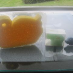 Vintage Bathtime Trio of Animal Shaped Sponge, Soap and Nail Brush.