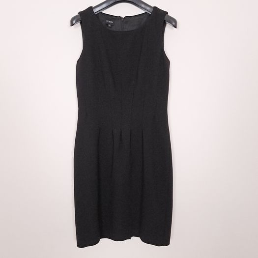 Hobbs Black Sleeveless Waist Pleated Tailored 100% Wool Sheath Dress 10UK/38EU