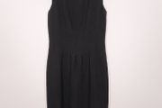Hobbs Black Sleeveless Waist Pleated Tailored 100% Wool Sheath Dress 10UK/38EU