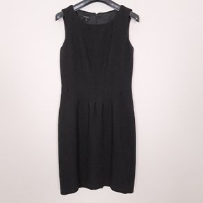Hobbs Black Sleeveless Waist Pleated Tailored 100% Wool Sheath Dress 10UK/38EU