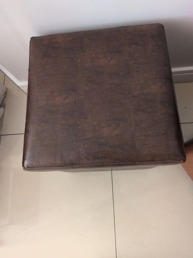 Two Tone Dark Brown Faux Leather  Ottoman..