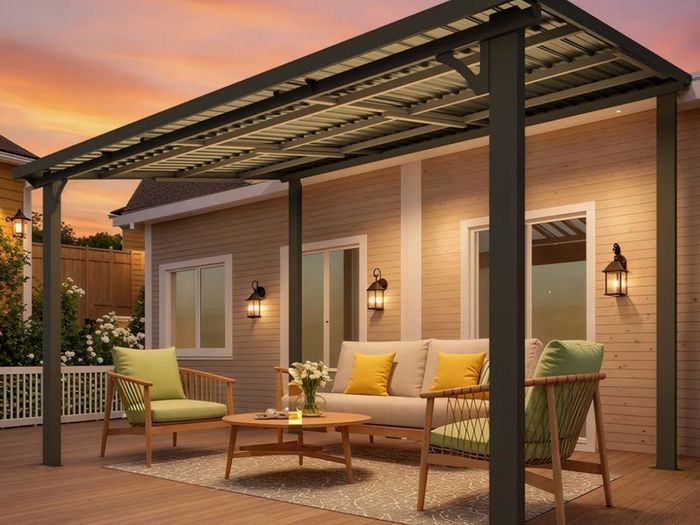 Gazebo hardtop with Galvanized Steel Sloping Roof