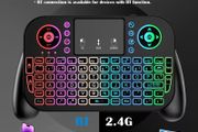 2.4GHz &amp; BT Dual-Mode Mini Keyboard with Touchpad - 7-Color Backlight, Multimedia Keys - Compatible with Android TV Box, Smart TV, Projector, PS3 &amp; More
