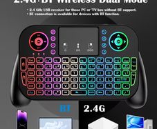 2.4GHz & BT Dual-Mode Mini Keyboard with Touchpad - 7-Color Backlight, Multimedia Keys - Compatible with Android TV Box, Smart TV, Projector, PS3 & More