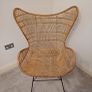 HK Living Rattan Egg Chair with Natural Sheepskin Rug, Like New, Scandi Style Image 2