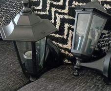 Two outdoor electric lanterns.Never used.just need four small screws for caps .