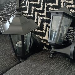 Two outdoor electric lanterns.Never used.just need four small screws for caps .