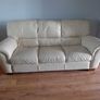 Pair Of Matching CREAM Leather Sofas Image 3