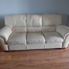 Pair Of Matching CREAM Leather Sofas