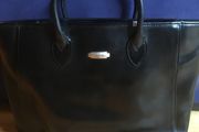 Vintage TEXIER Black Leather Tote Bag