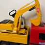 Vintage 2001 Bruder Mercedes Actros 4143 Tipping Truck with Liebherr Rotating Excavator Image 2