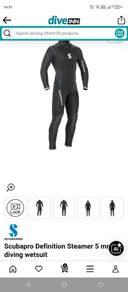Scubapro definition Steamer 5mm diving wetsuit (L), shoes & Finns (both size 8)