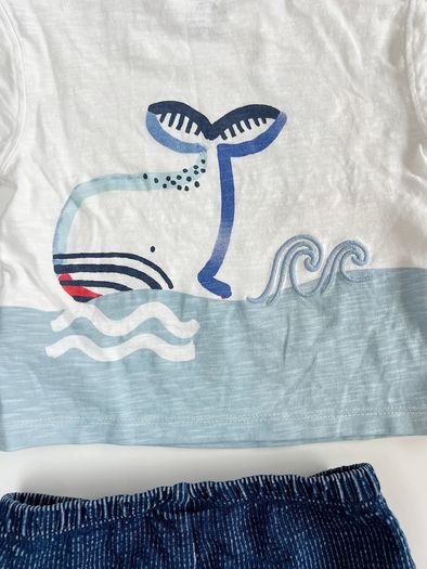 Next Blue Nautical Scene Top and Shorts Baby Set 6-9 Months