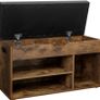 Shoe Bench LHS30BX, Seat Bench, Padded, 3 Open Compartments, Under Seat Storage, Shoe Storage, Hallway, Living Room, Bedroom, Holds up to 150 kg, Vintage, Dark Brown Image 4