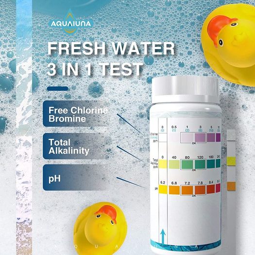 Pool and Spa Test Strips 100 Counts - 3 Way Hot Tub Test Kit Testing for Free Chlorine/Bromine, Total Alkalinity and pH- Easy and Accurate Water Maintenance