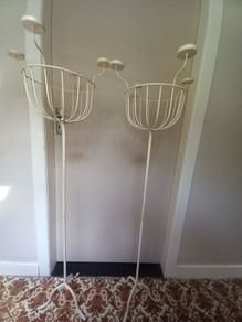Antique Style Shabby Chic Metal Plant Stands (Pair