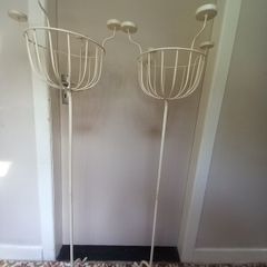Antique Style Shabby Chic Metal Plant Stands (Pair