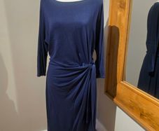 Ann Taylor Navy Dress with side tie - Uk12 Large