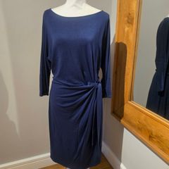 Ann Taylor Navy Dress with side tie - Uk12 Large