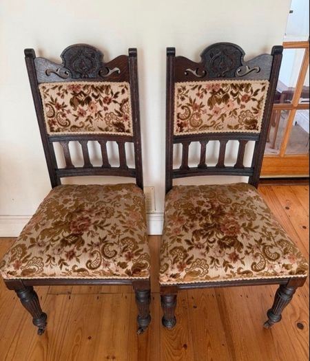 Antique Pair of Edwardian Style Upholstered Chairs