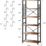 NEW SALE | 6 Tier Bookshelf, Standing Bookcase with 2 X-shape Strips,Metal Mesh Side Panels, 8 S-shaped Hooks, Industrial Storage Rack for Office, Living Room Image 2