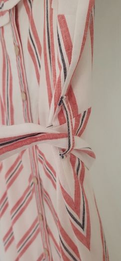 KARL LAGERFIELD Paris striped nautrical belted midi with gold tone button Sz 8 US (Fit 12UK) - Rrp 335 (New)