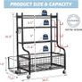 Dumbbell Rack Stand, Multifunctional Weight Rack for Dumbbells, Yoga Mat, Fascia Roller, Kettlebell and Yoga Block, Powder-Coated Steel Dumbbell Stand with Wheels and Hooks Image 6