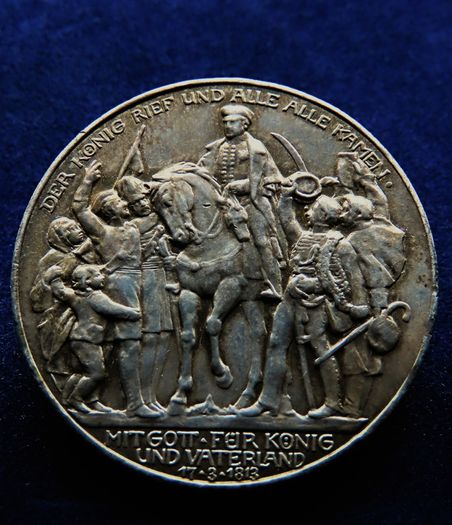 1913 Prussia Rare Silver antique Napoleon war coin badge medal