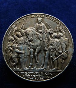 1913 Prussia Rare Silver antique Napoleon war coin badge medal