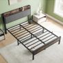 Double Bed Frames with Wooden Storage Headboard Image 7