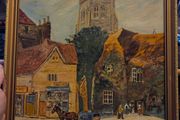 1970's Oil Painting of Church and Woolpack Hotel, Kent - Signed