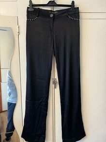 Black satin trousers, size 10