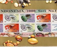 2000 Indonesia International Stamp Exhibition 2000 Presentation Pack with sheet showing Gemstones commemorative stamps