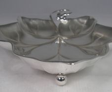 Vintage WMF Silver Plated Grape Vine Leaf Dish, Germany, 9.5 inches Footed Serving Bowl