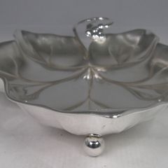 Vintage WMF Silver Plated Grape Vine Leaf Dish, Germany, 9.5 inches Footed Serving Bowl