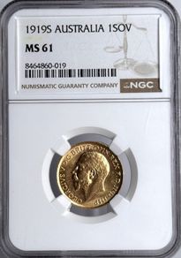 1919S Gold Sovereign graded gold coin