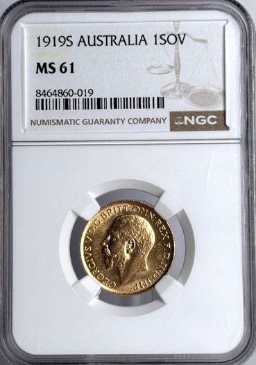 1919S Gold Sovereign graded gold coin